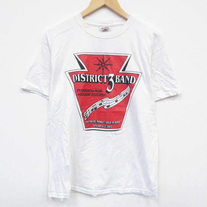 L★古着 フルーツオブザルーム 半袖 ビンテージ Tシャツ メンズ 00年代 00s 音符 コットン クルーネック 白 ホワイト 25sep26 中古