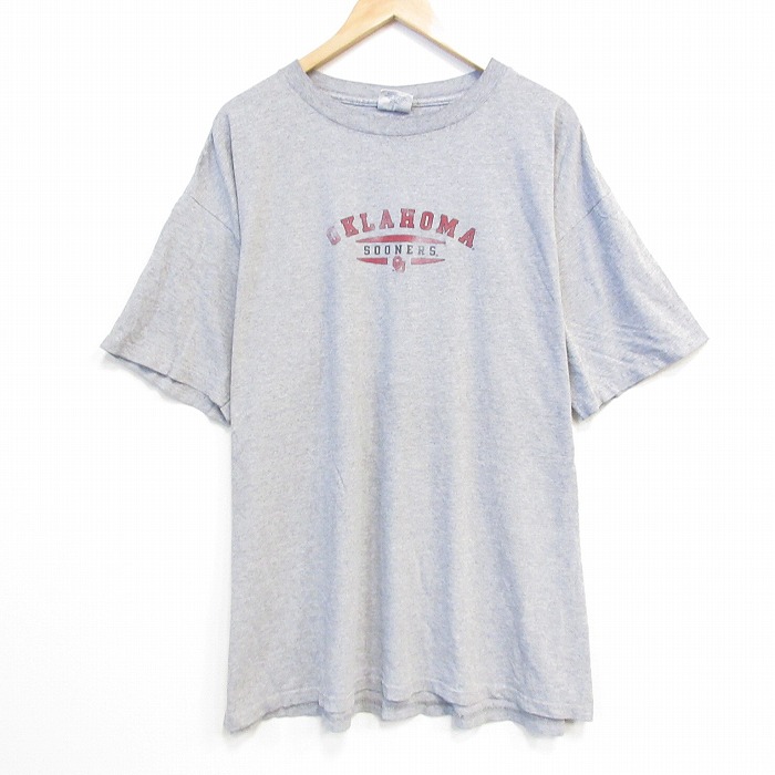 XL★古着 半袖 ビンテージ Tシャツ メンズ 90年代 90s オクラホマスーナーズ 大きいサイズ クルーネック USA製 グレー 霜降り 25sep25 中古