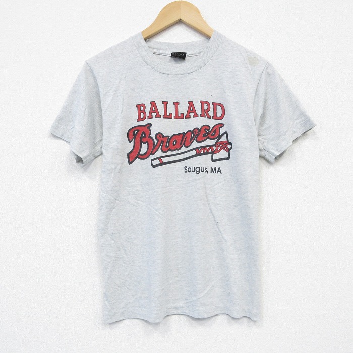 S★古着 スクリーンスターズ 半袖 ビンテージ Tシャツ メンズ 80年代 80s ブレーブス クルーネック USA製 薄グレー 霜降り 25sep26 中古