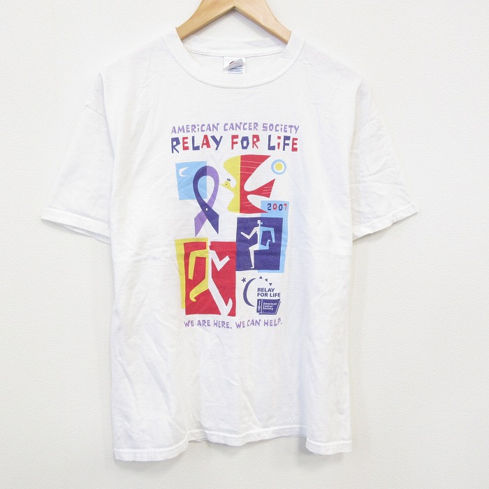 L★古着 半袖 ビンテージ Tシャツ メンズ 00年代 00s RELAY 企業広告 コットン クルーネック 白 ホワイト 25sep29 中古