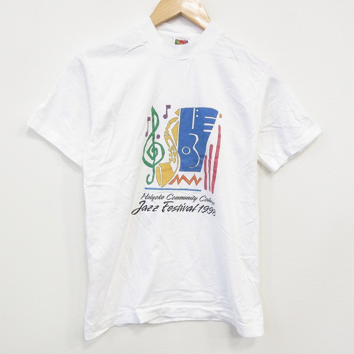 S★古着 フルーツオブザルーム 半袖 ビンテージ Tシャツ メンズ 90年代 90s ジャズ コットン クルーネック USA製 白 ホワイト 25sep29 中古