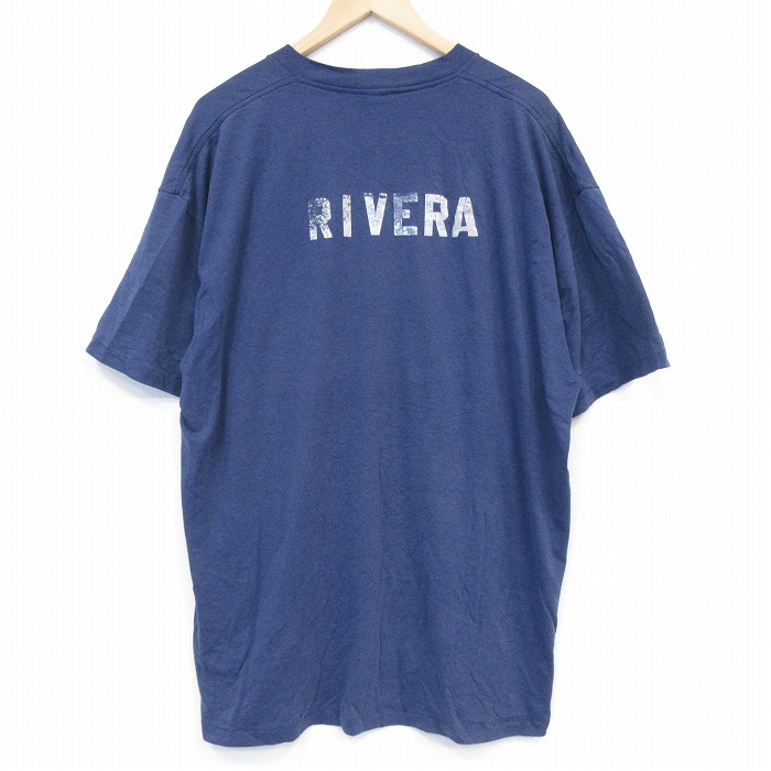 XL★古着 オニータ ONEITA 半袖 ビンテージ Tシャツ メンズ 90年代 90s RIVERA 大きいサイズ クルーネック 紺 26mar11