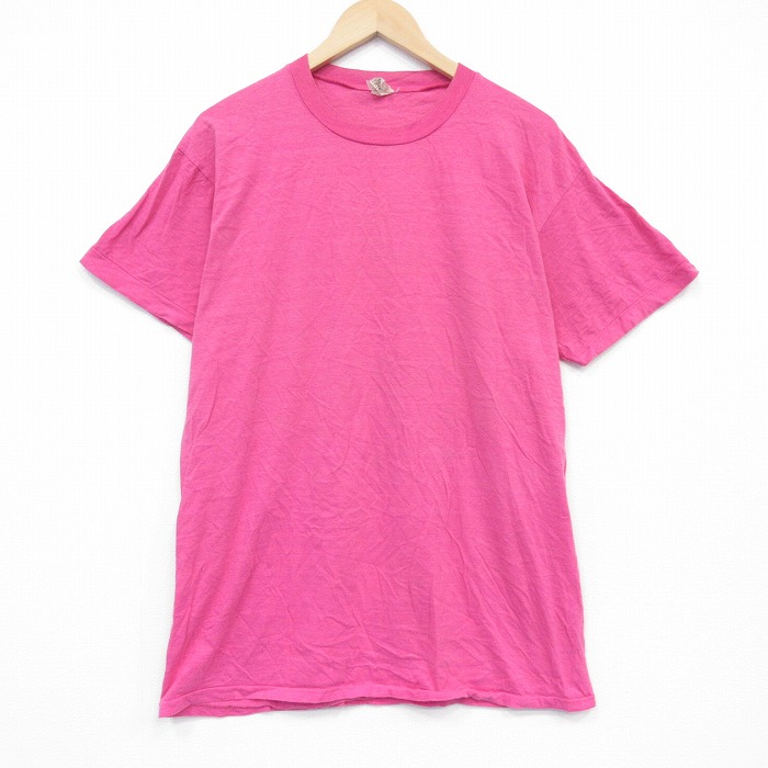 80s 半袖Tシャツ 濃ピンク L | 古着