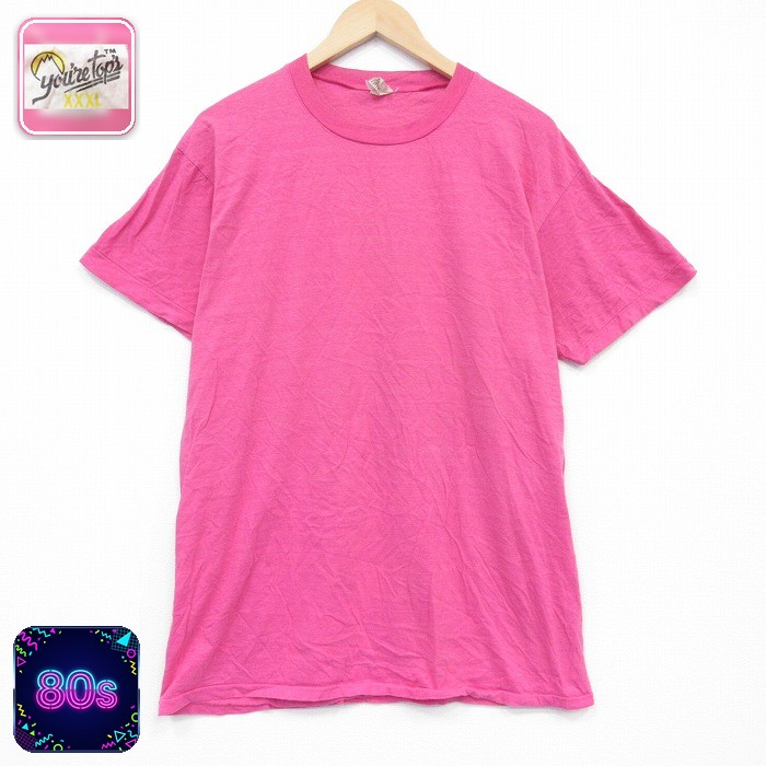 80s 半袖Tシャツ 濃ピンク L | 古着