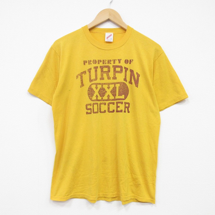 L★古着 ジャージーズ 半袖 ビンテージ Tシャツ メンズ 80年代 80s サッカー クルーネック USA製 黄 26mar11