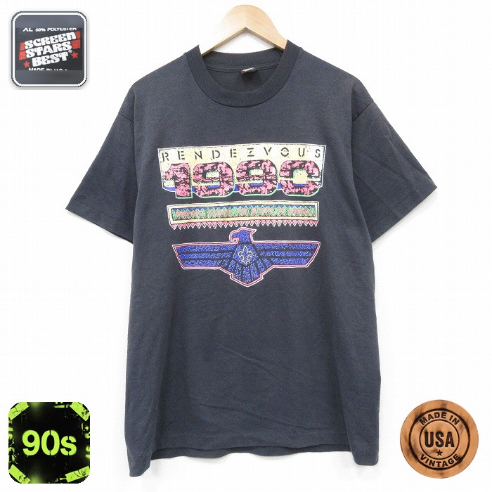 スクリーンスターズ 90s 半袖Tシャツ RENDEZVOUS ブラック L | 古着