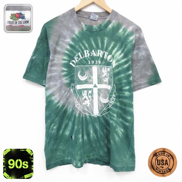 フルーツオブザルーム 90s 半袖Tシャツ DELBARTON グリーンタイダイ XL | 古着