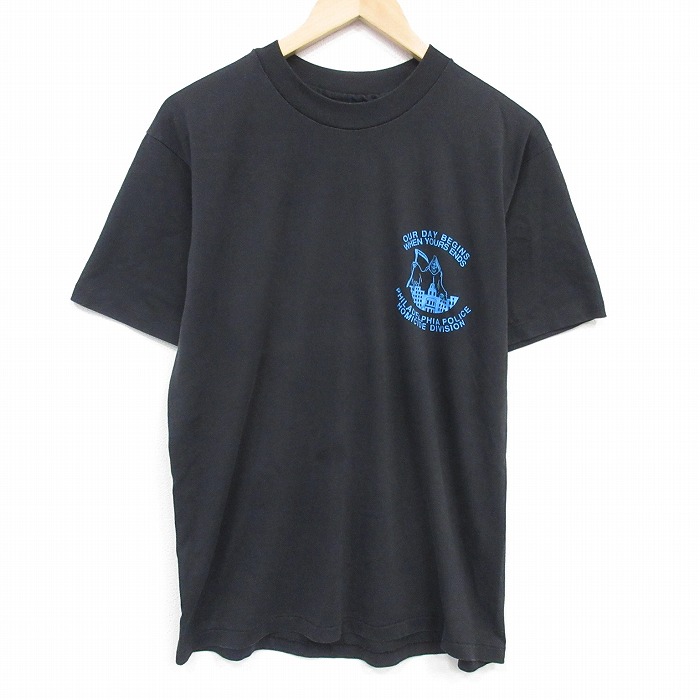 L★古着 ヘインズ 半袖 ビンテージ Tシャツ メンズ 90年代 90s 死神 クルーネック USA製 黒 26mar19