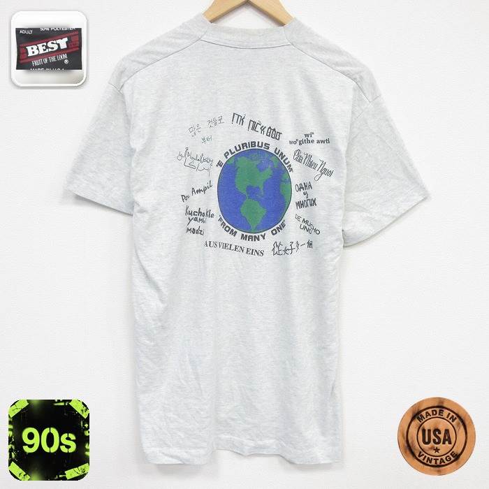 フルーツオブザルーム 90s 半袖Tシャツ 地球 グレー L | 古着