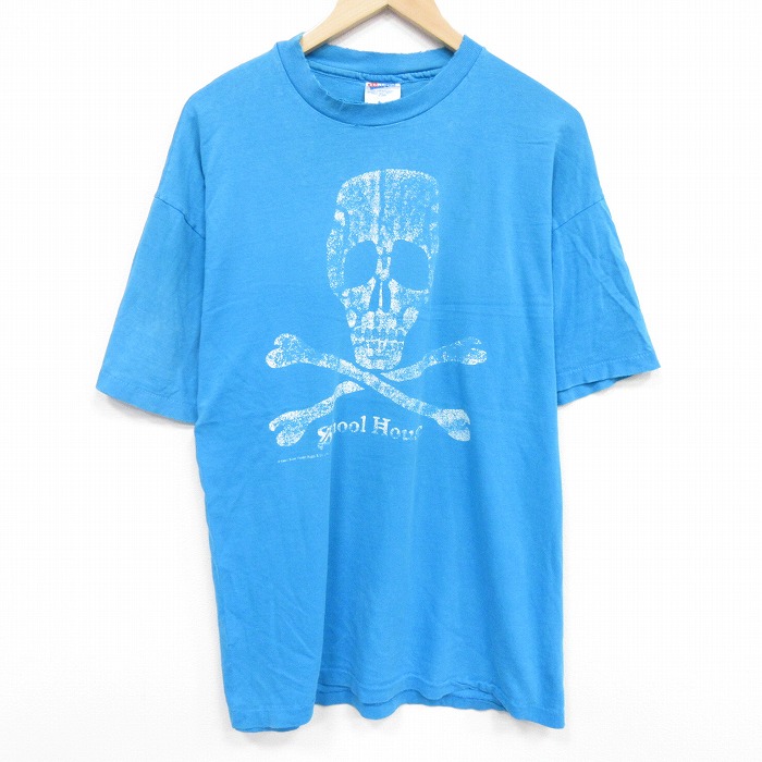 ヘインズ 90s 半袖Tシャツ スカル ライトブルー XL | 古着