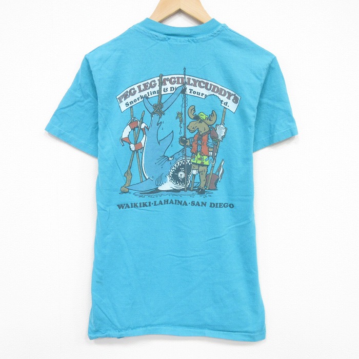 M★古着 ヘインズ 半袖 ビンテージ Tシャツ メンズ コットン クルーネック USA製 水色 26mar19