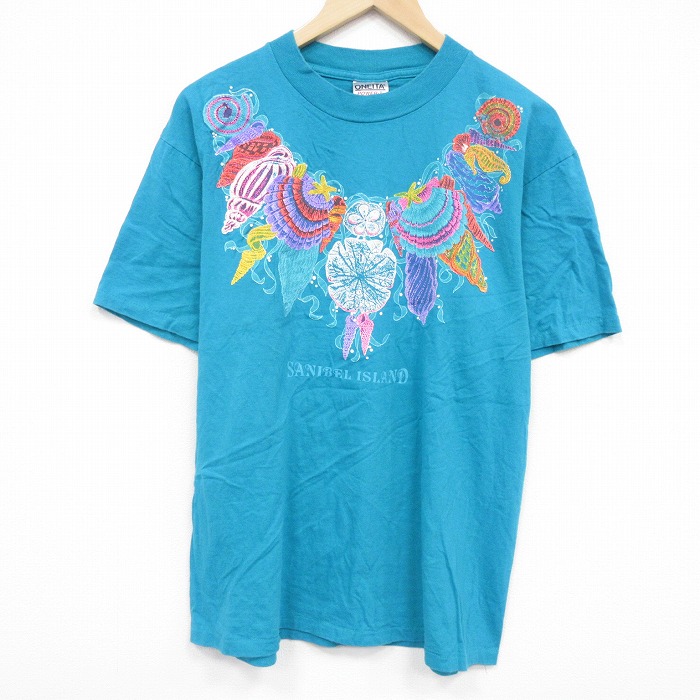 オニータ 90s 半袖Tシャツ SANIBEL グリーン L | 古着