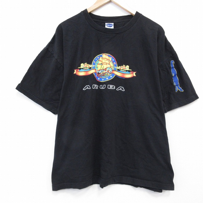 【50%OFF】00s 半袖Tシャツ ARUBA ブラック XL | 古着