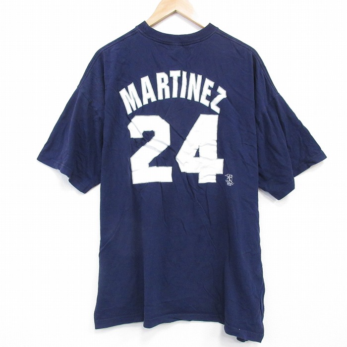 XL★古着 マジェスティック 半袖 ビンテージ Tシャツ メンズ 00年代 00s MLB ニューヨークヤンキース ティノマルチネス 24 大きいサイズ コットン クルーネック 紺 メジャーリーグ ベースボール 野球 26mar23