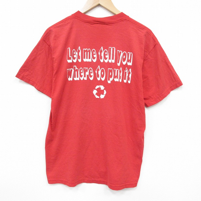 L★古着 フルーツオブザルーム 半袖 ビンテージ Tシャツ メンズ 00年代 00s メッセージ クルーネック 赤 26mar24