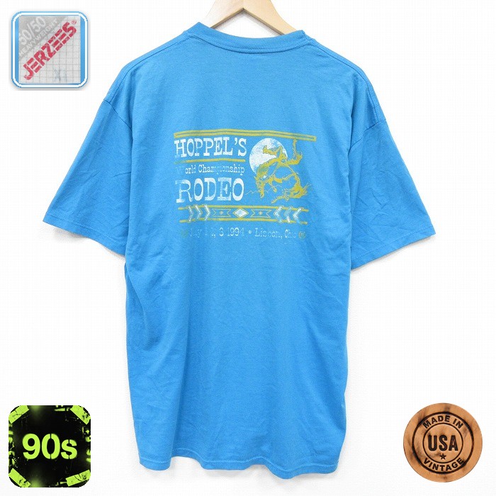 ジャージーズ 90s 半袖Tシャツ ロデオ ライトブルー XL | 古着