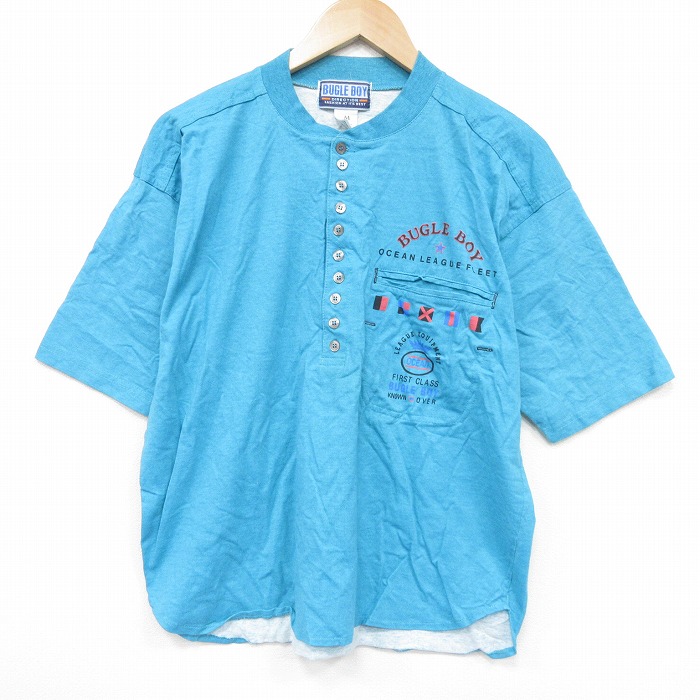 【20%OFF】ビューグルボーイ 90s 半袖Tシャツ 胸ポケット付き ライトブルー L | 古着
