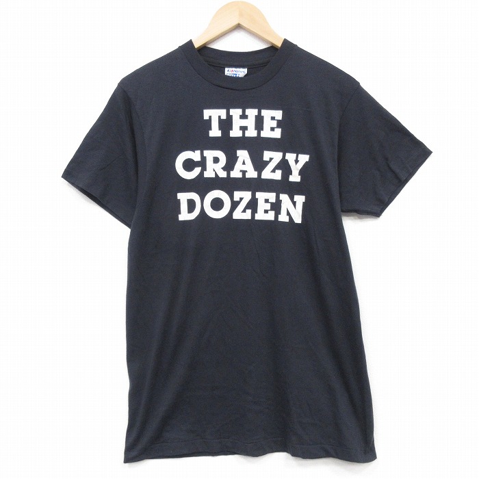 M★古着 ヘインズ 半袖 ビンテージ Tシャツ メンズ 80年代 80s CRAZY クルーネック USA製 黒 26mar30