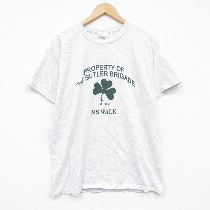 L★古着 半袖 ビンテージ Tシャツ メンズ 00年代 00s クローバー クルーネック 薄グレー 霜降り 26mar30