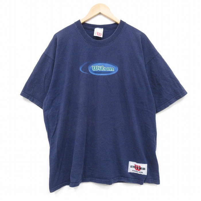 ウィルソン 90s 半袖Tシャツ ビッグロゴ ネイビー XL | 古着