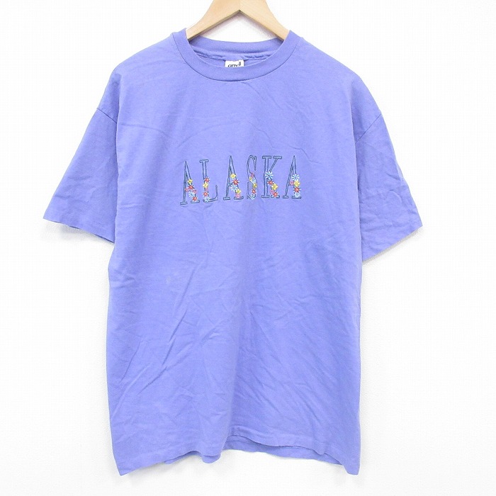 90s 半袖Tシャツ アラスカ刺繍 パープル XL | 古着
