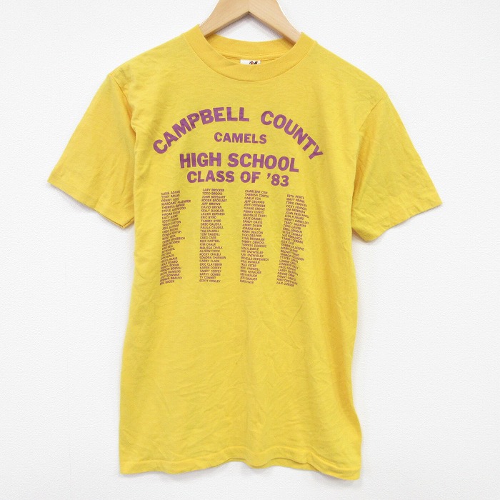 M★古着 半袖 ビンテージ Tシャツ メンズ 80年代 80s 名簿 クルーネック USA製 黄 26mar31