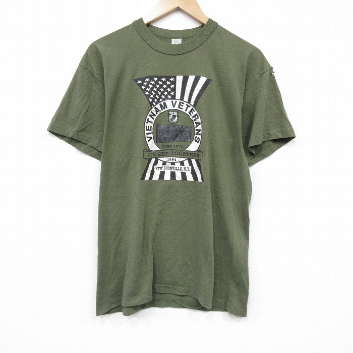 90s 半袖Tシャツ ベトナム帰還兵 グリーン L | 古着