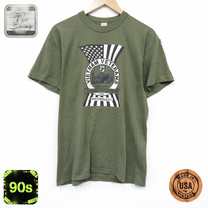 90s 半袖Tシャツ ベトナム帰還兵 グリーン L | 古着