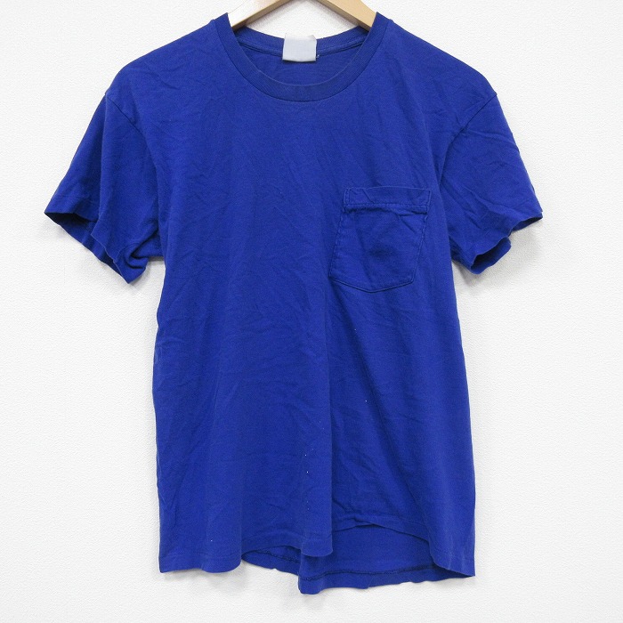【50%OFF】80s 半袖Tシャツ 胸ポケット付き ブルー M | 古着