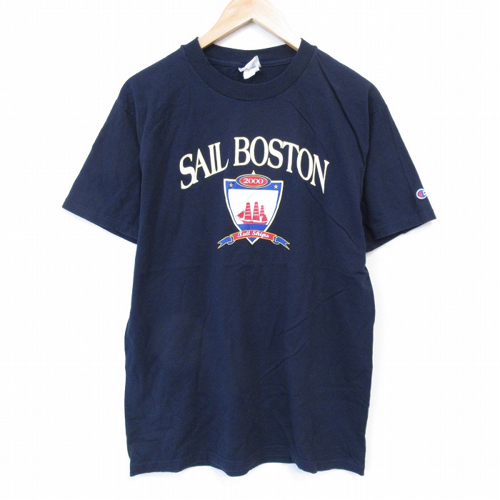 チャンピオン 00s 半袖Tシャツ ボストン ネイビー L | 古着