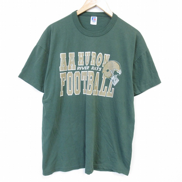 ラッセル 90s 半袖Tシャツ フットボール グリーン XL | 古着