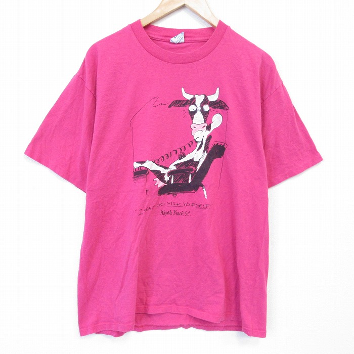 90s 半袖Tシャツ 牛 バーガンディ L | 古着