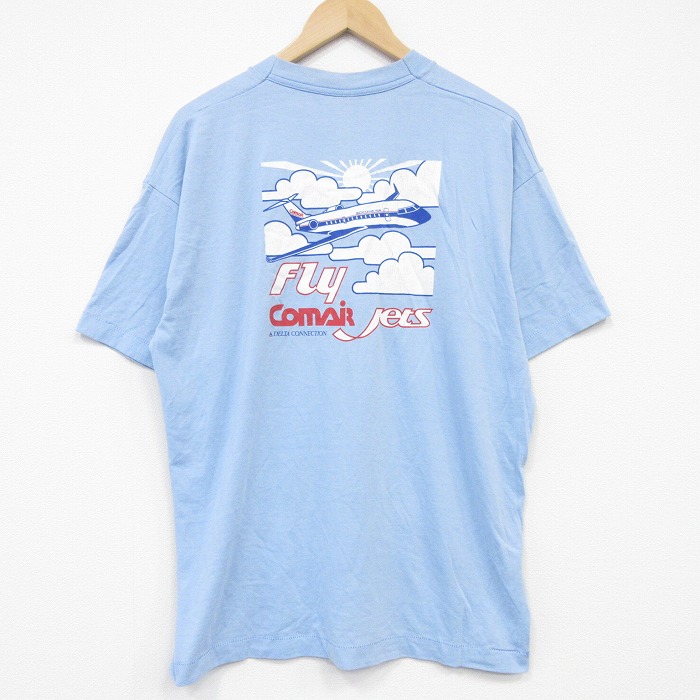 フルーツオブザルーム 90s 半袖Tシャツ デルタ航空 ライトブルー XL | 古着
