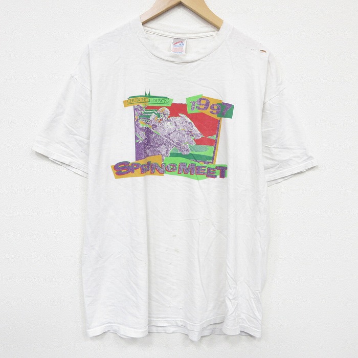 90s 半袖Tシャツ 競馬 ホワイト XL | 古着