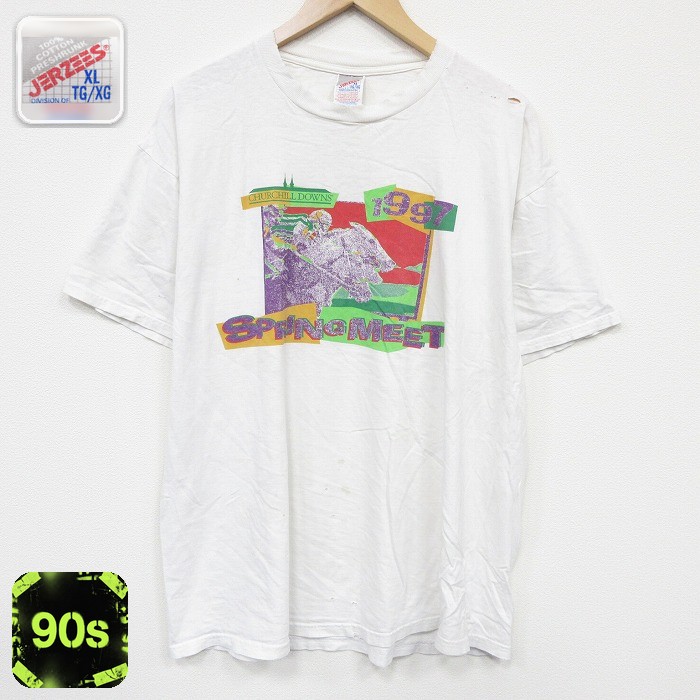 90s 半袖Tシャツ 競馬 ホワイト XL | 古着