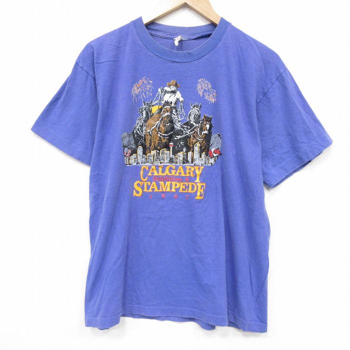 90s 半袖Tシャツ 馬車 パープル L | 古着