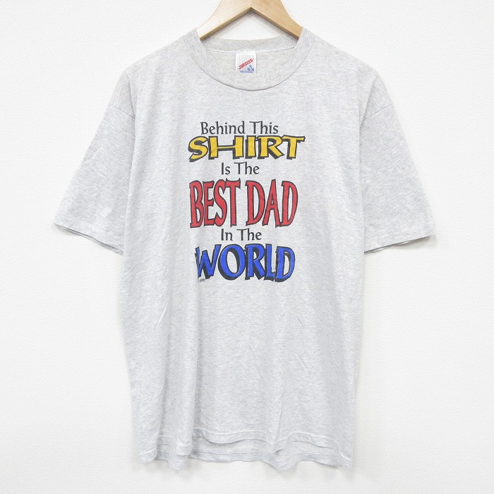 XL★古着 ジャージーズ 半袖 ビンテージ Tシャツ メンズ 90年代 90s SHIRT クルーネック USA製 薄グレー 霜降り 26apr02