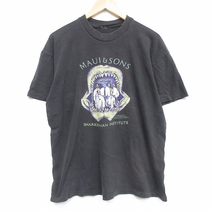 XL★古着 半袖 ビンテージ Tシャツ メンズ 90年代 90s マウイアンドサンズ クルーネック 黒 26apr02