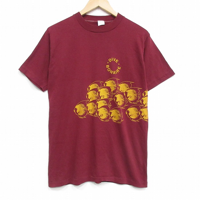 70s 半袖Tシャツ 魚 バーガンディ M | 古着