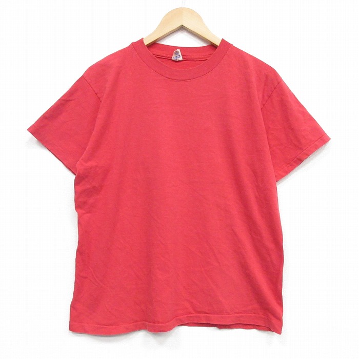 L★古着 チャンピオン champion 半袖 ビンテージ Tシャツ メンズ 80年代 80s 無地 コットン クルーネック USA製 赤【spe】 26apr02