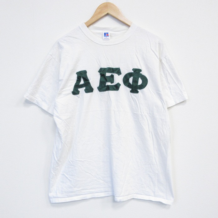 ラッセル 80s 半袖Tシャツ ギリシャ文字 ホワイト L | 古着