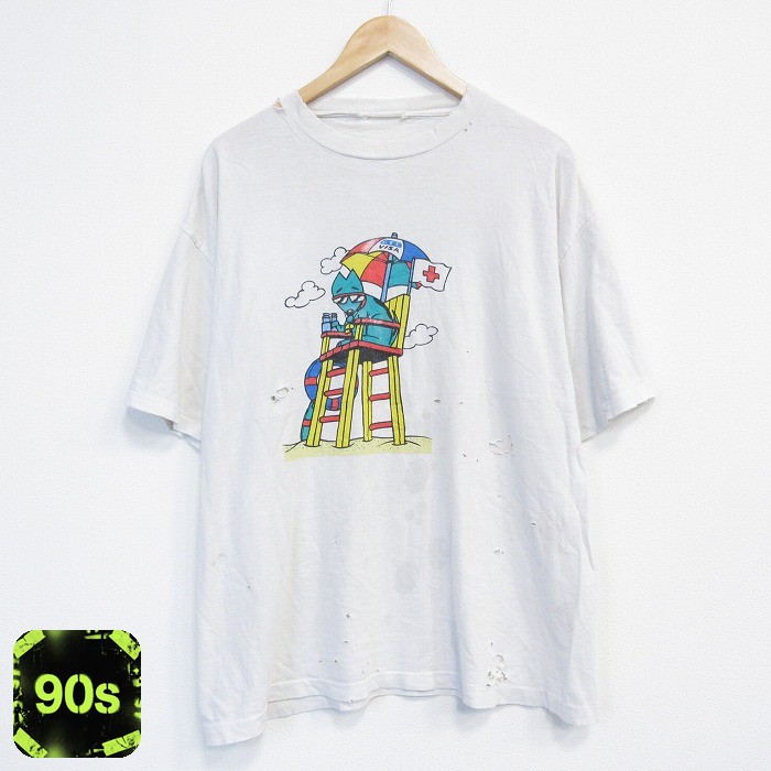 90s 半袖Tシャツ キツネ ボロ ホワイト XL | 古着