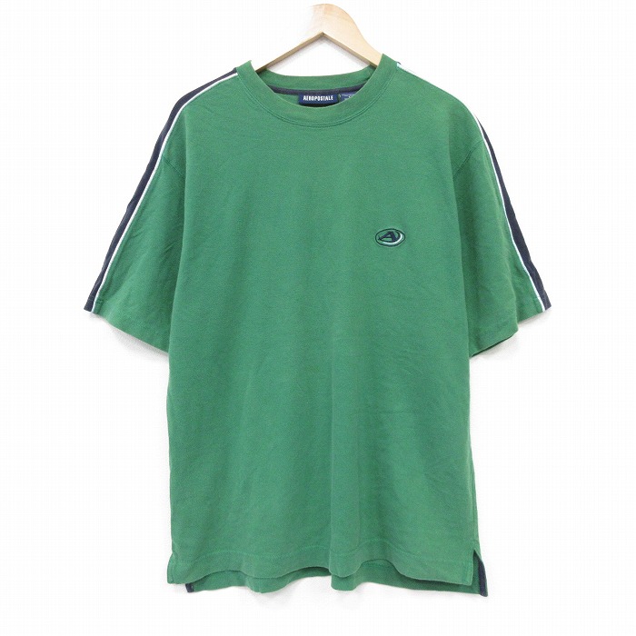 エアロポステール 00s 半袖Tシャツ ワンポイントロゴ グリーン XL | 古着