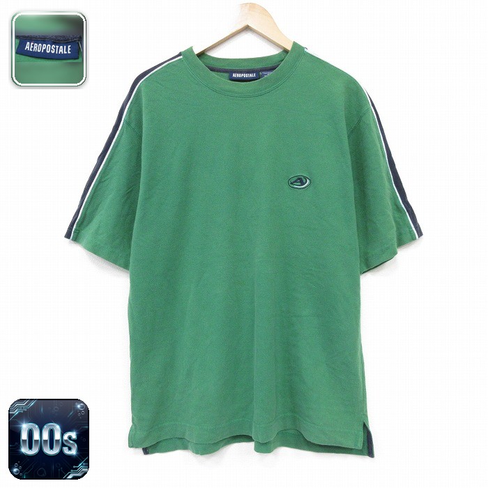エアロポステール 00s 半袖Tシャツ ワンポイントロゴ グリーン XL | 古着