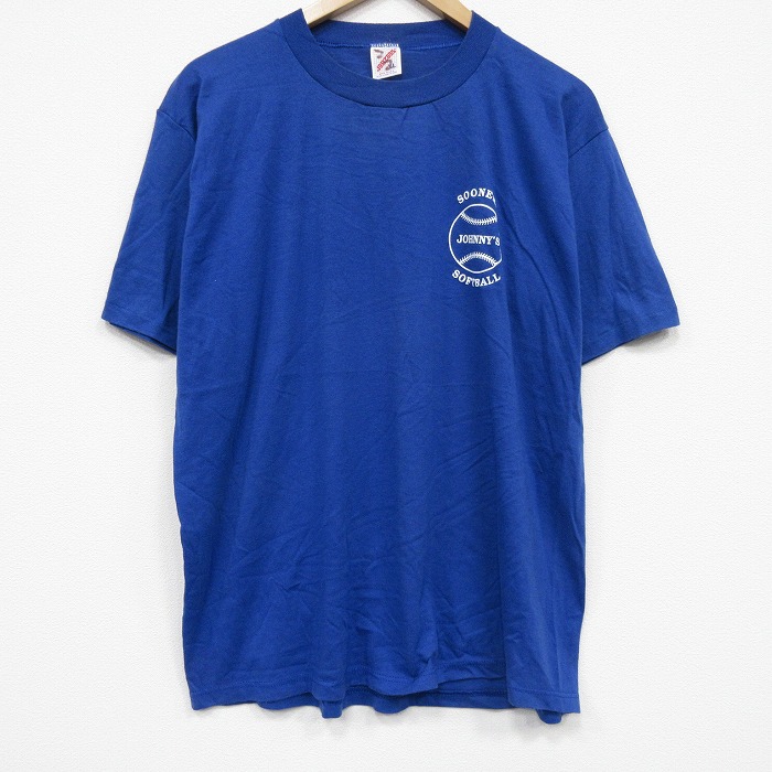 【20%OFF】80s 半袖Tシャツ ソフトボール ブルー メンズXL相当 | 古着