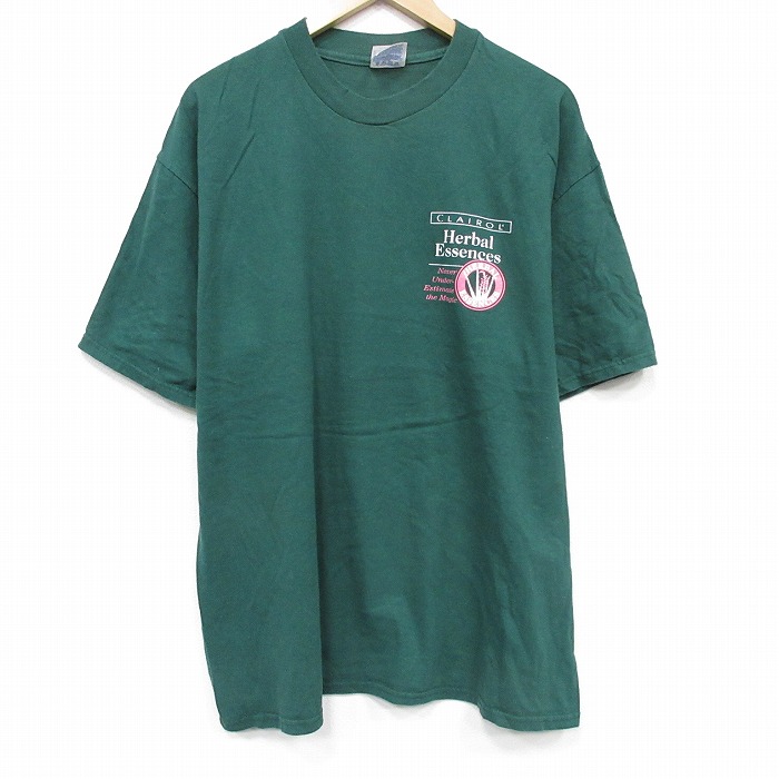 XL★古着 ヘインズ 半袖 ビンテージ Tシャツ メンズ 大きいサイズ コットン クルーネック USA製 緑 26apr03