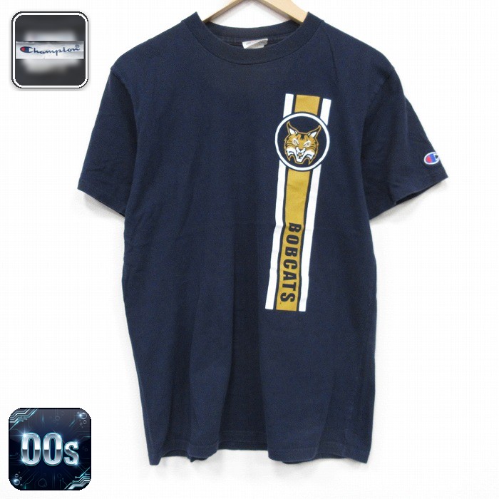 チャンピオン 00s 半袖Tシャツ ボブキャッツ ネイビー メンズM相当 | 古着