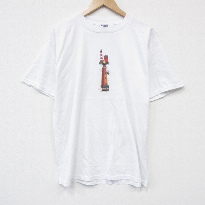 L★古着 ジャージーズ 半袖 ビンテージ Tシャツ メンズ 00年代 00s 灯台 クルーネック 白 26apr03