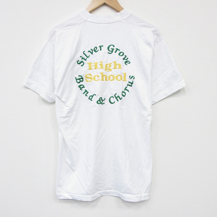 フルーツオブザルーム 90s 半袖Tシャツ ハイスクール刺繍 ホワイト メンズL相当 | 古着