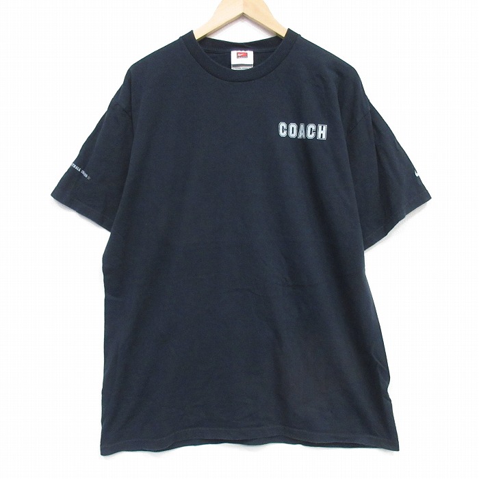 XL★古着 ナイキ NIKE 半袖 ビンテージ Tシャツ メンズ 00年代 00s コーチ コットン クルーネック 黒 26apr02